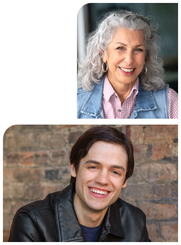 headshots of woman and young man